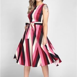 Collectif Frances Bubble Gum Stripe Swing Dress
